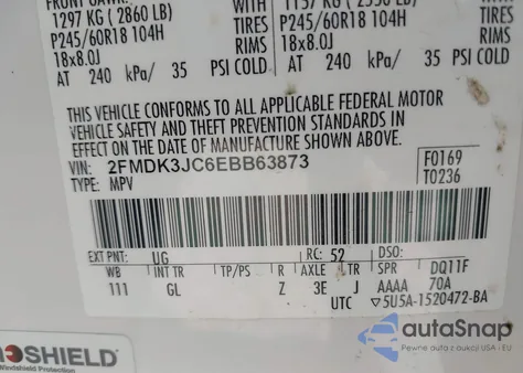 2014 Ford Edge Sel из США, поврежденный, VIN 2FMDK3JC6EBB63873